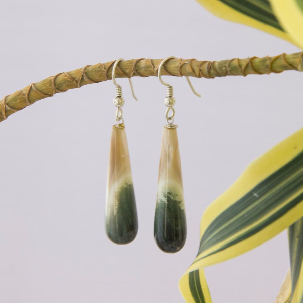 Exotic Green Handmade Shell Drop Earrings for Unique Gifts • Gold-filled or Sterling Silver