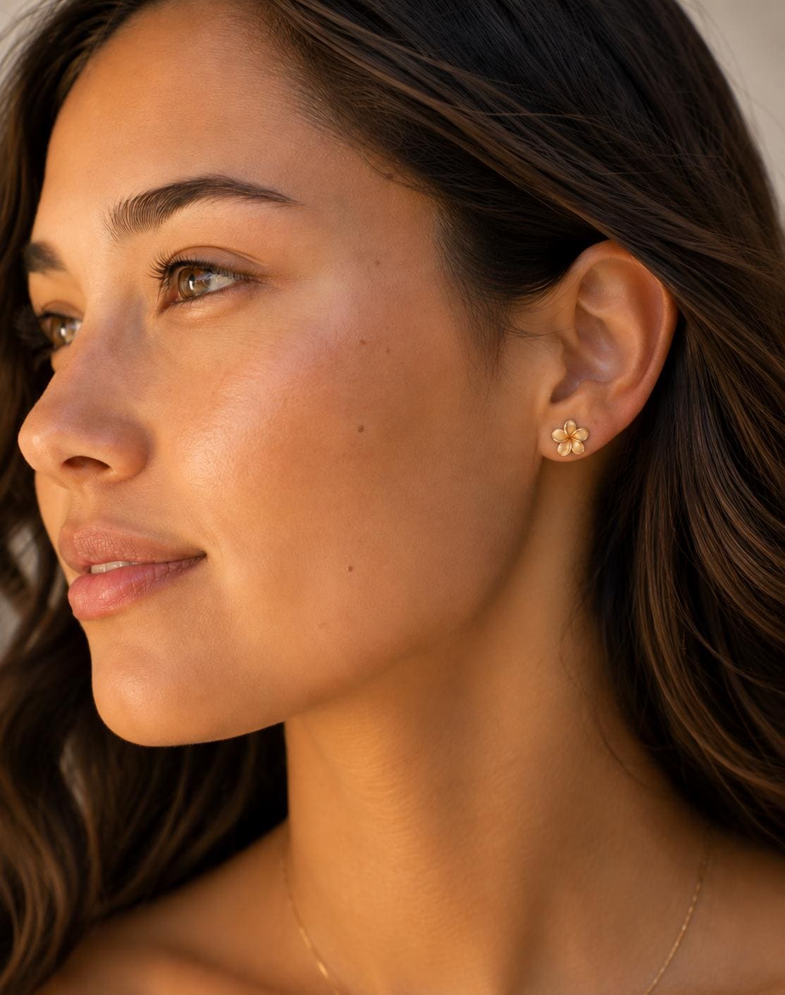 Plumeria Frangipani Flower Stud Earrings • hawaiian • Gold vermeil or Sterling silver