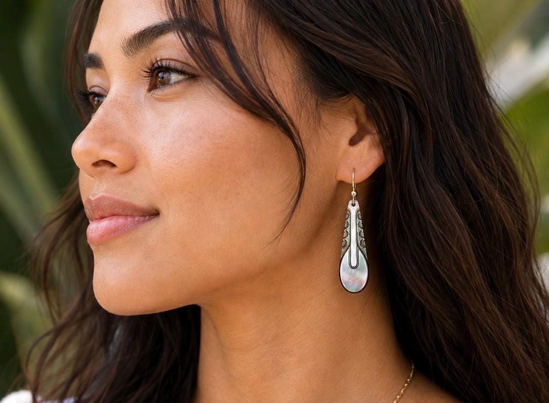 Handmade Mother of Pearl Paddle Earrings: Gold Filled or Sterling silver Hawaiian Jewelry