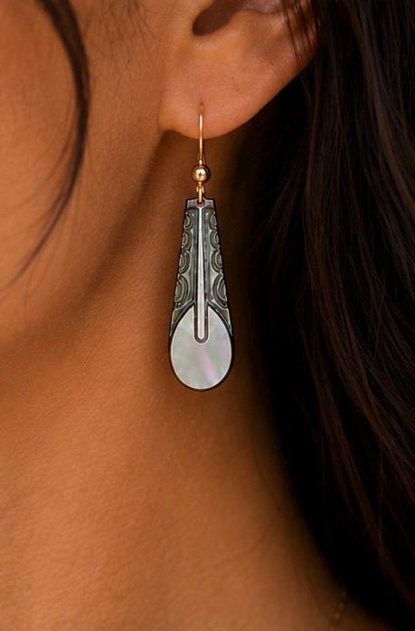 Paddle earrings in Mother of pearl shell: Gold filled or Sterling silver