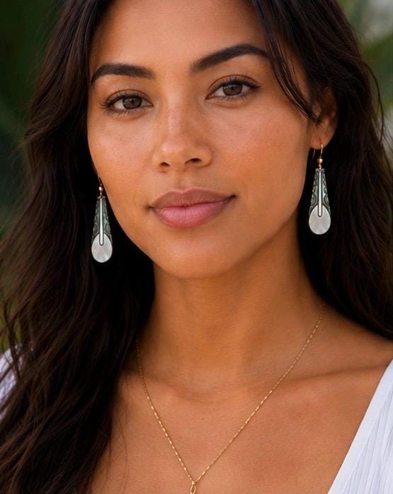 Paddle earrings in Mother of pearl shell: Gold filled or Sterling silver