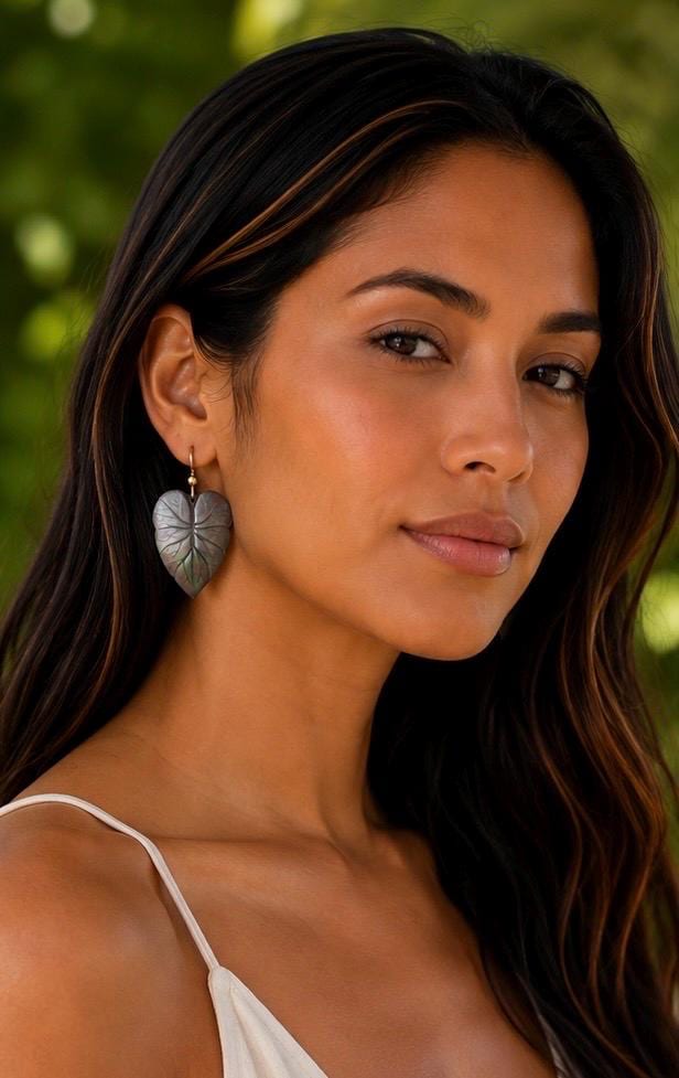 Kalo Leaf Earrings • Hawaiian Jewelry • Mother of Pearl shell