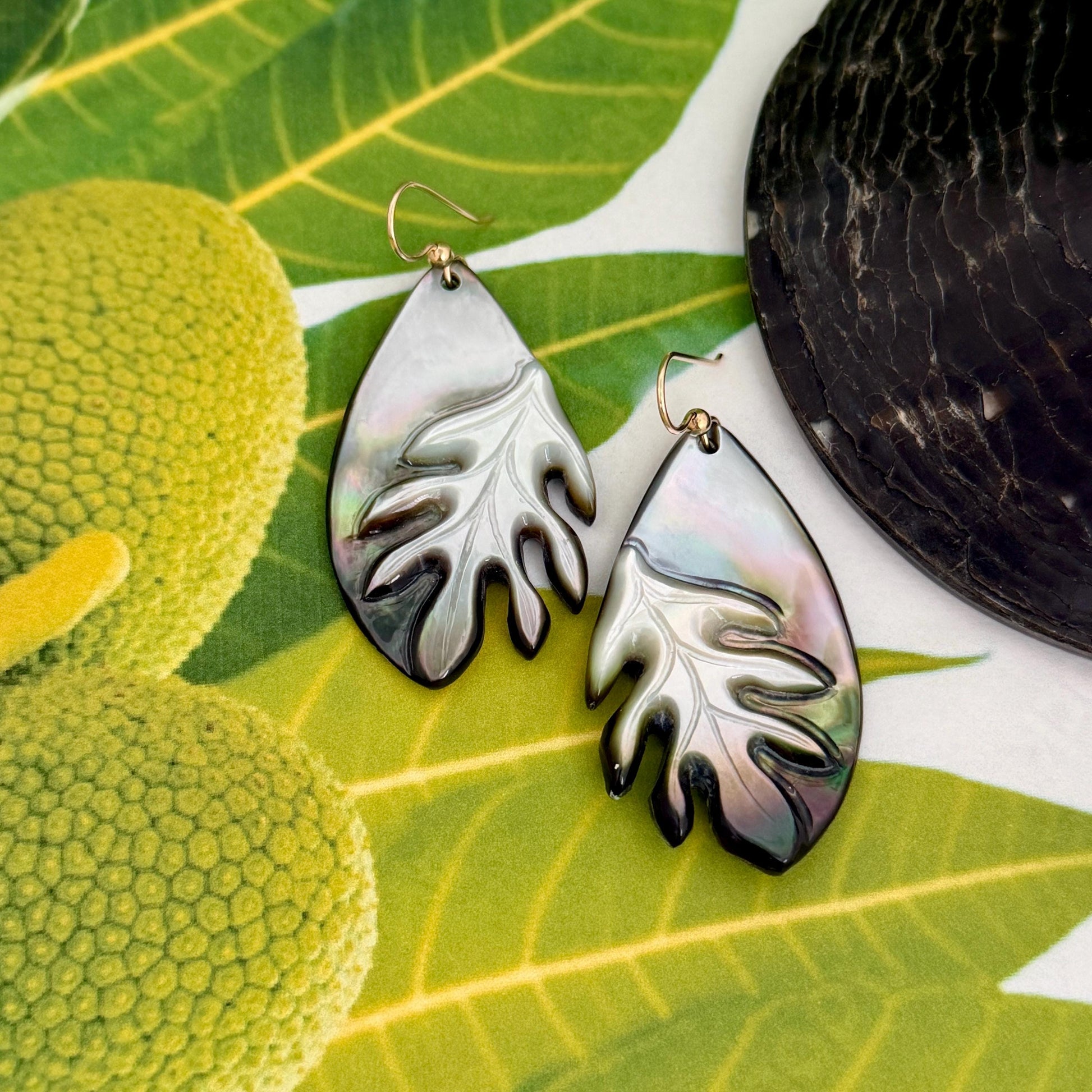 Ulu Earrings • Hawaiian Jewelry • Mother of Pearl shell • Hand carved