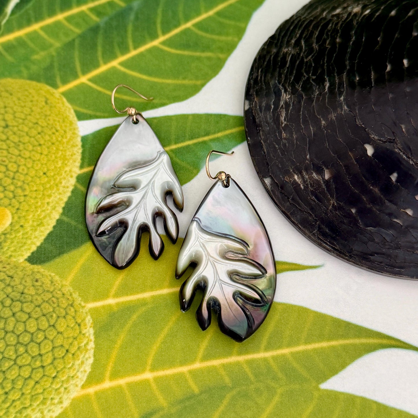 Ulu Earrings • Hawaiian Jewelry • Mother of Pearl shell • Hand carved