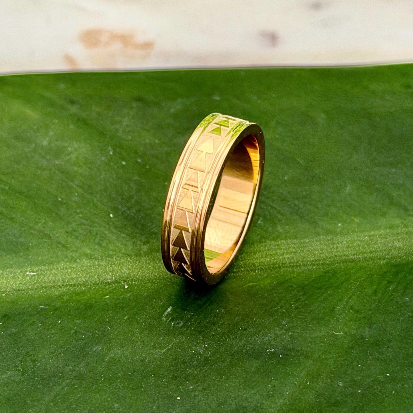 Hawaiian Ring: Unisex Triangle Design • Stainless Steel 18K PVD