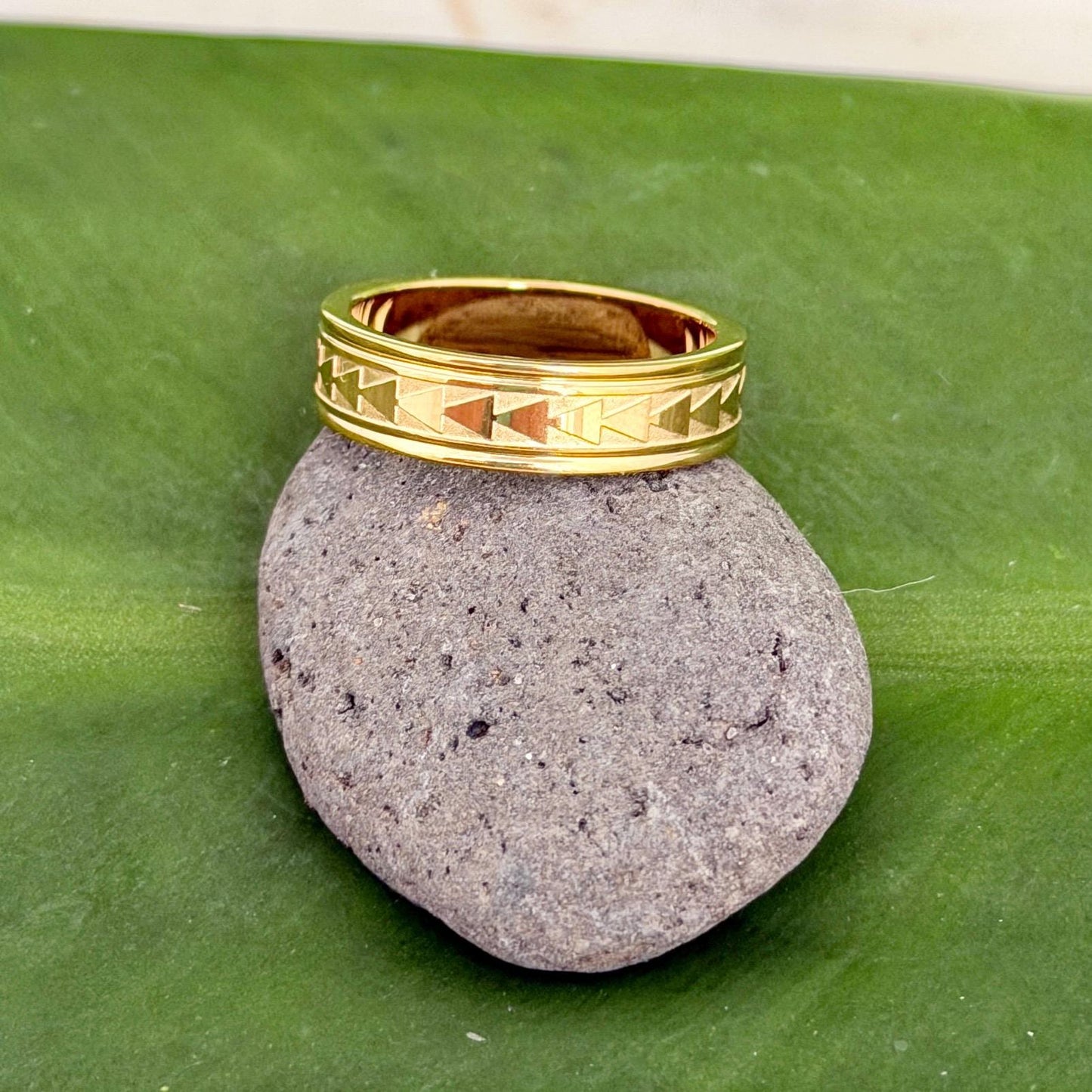 Hawaiian Ring: Unisex Triangle Design • Stainless Steel 18K PVD