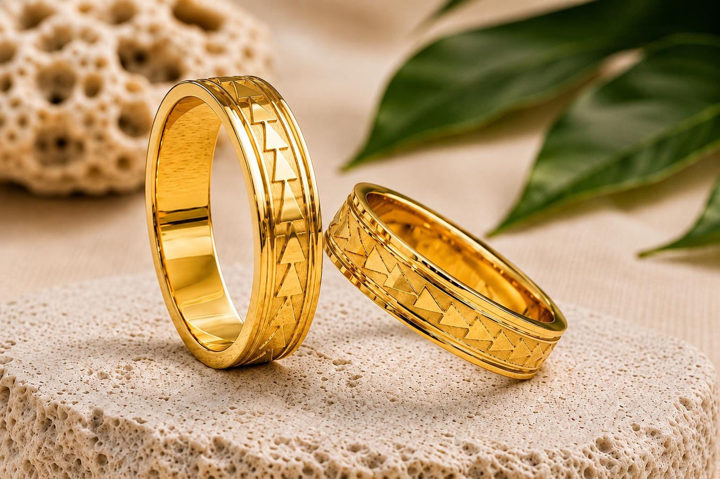 Hawaiian Ring: Unisex Triangle Design • Stainless Steel 18K PVD