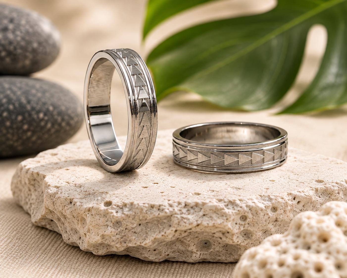 Hawaiian Ring: Unisex Triangle Design • Stainless Steel