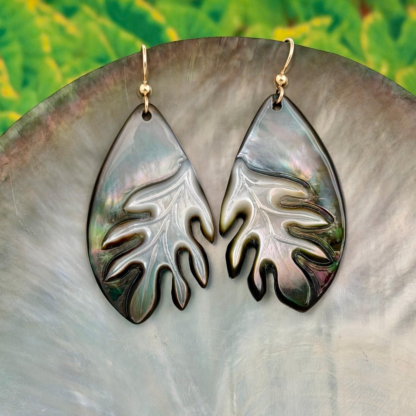 Ulu Earrings • Hawaiian Jewelry • Mother of Pearl shell • Hand carved