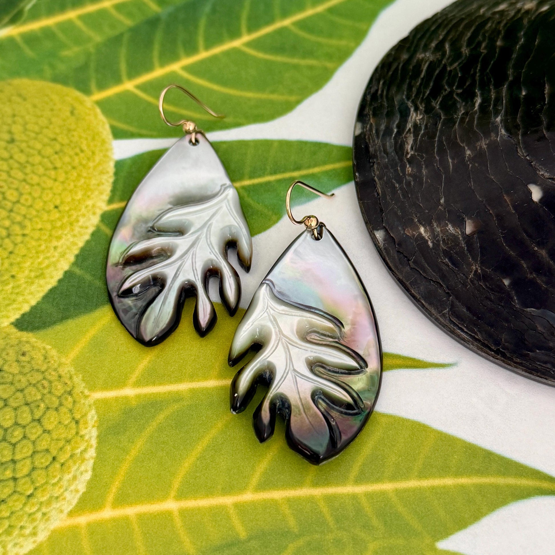 Ulu Earrings • Hawaiian Jewelry • Mother of Pearl shell • Hand carved