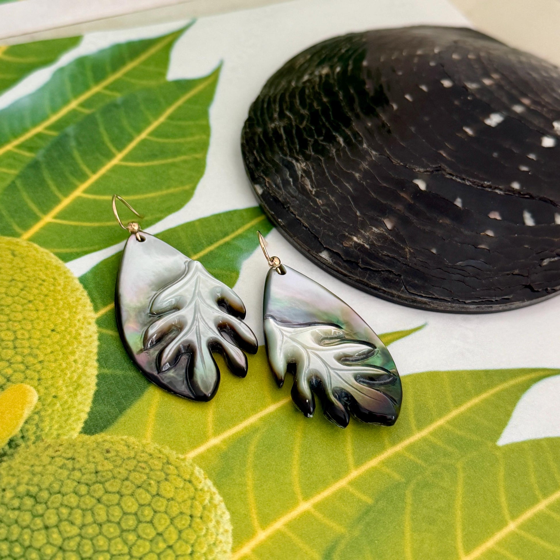 Ulu Earrings • Hawaiian Jewelry • Mother of Pearl shell • Hand carved