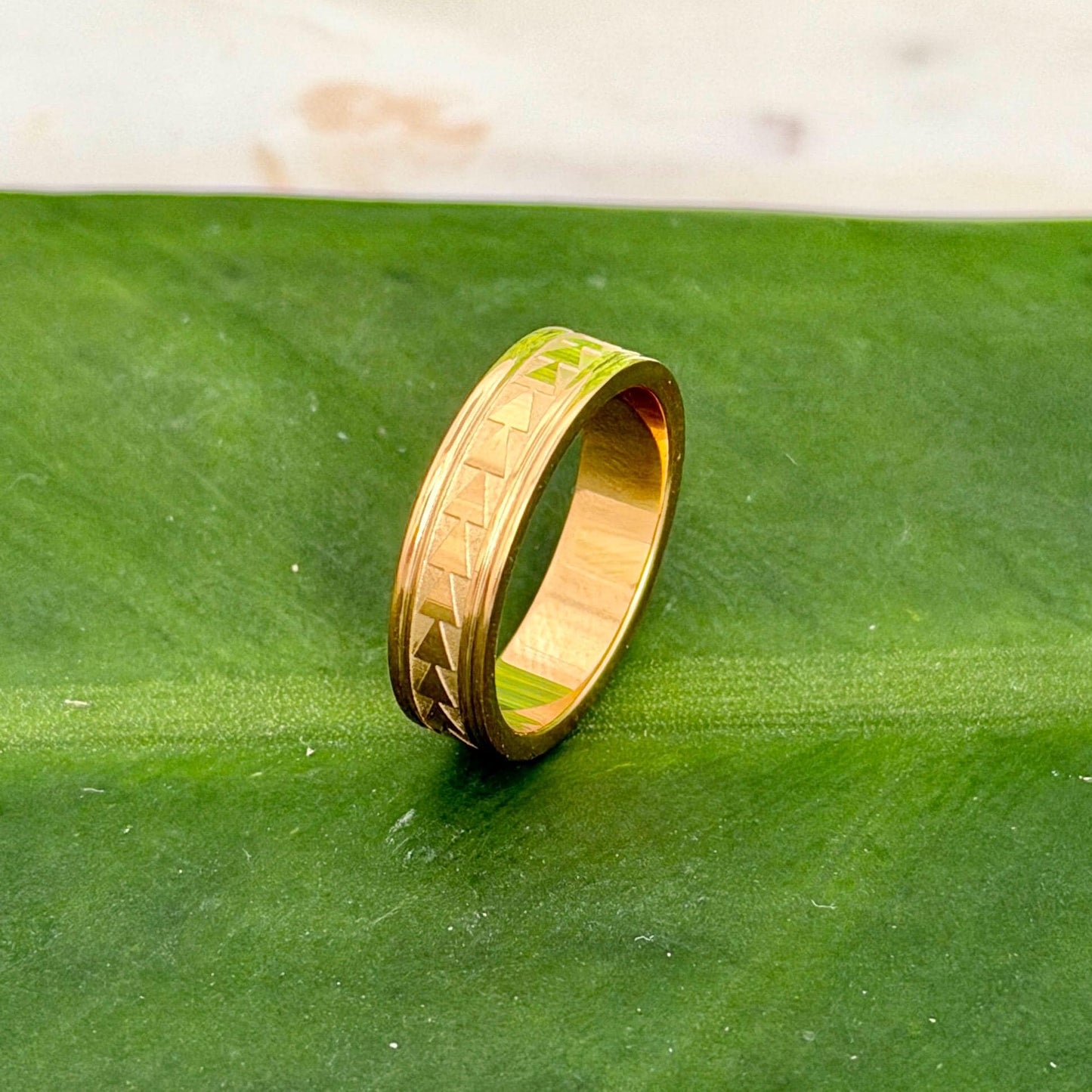 Hawaiian Ring: Unisex Triangle Design • Stainless Steel 18K PVD
