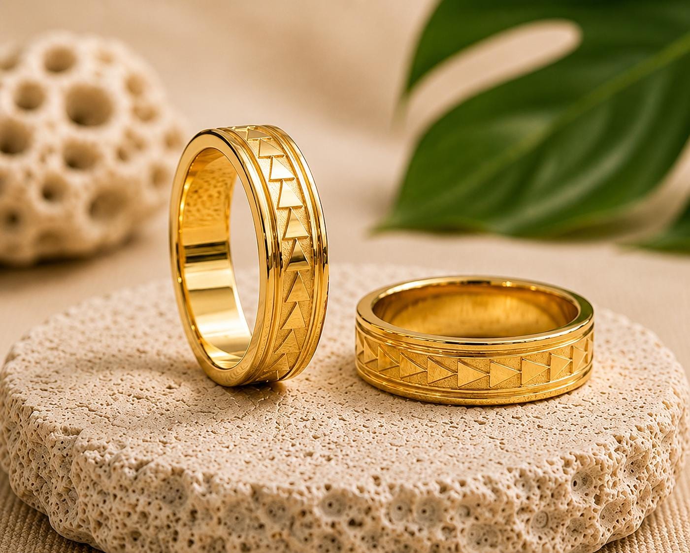 Hawaiian Ring: Unisex Triangle Design • Stainless Steel 18K PVD