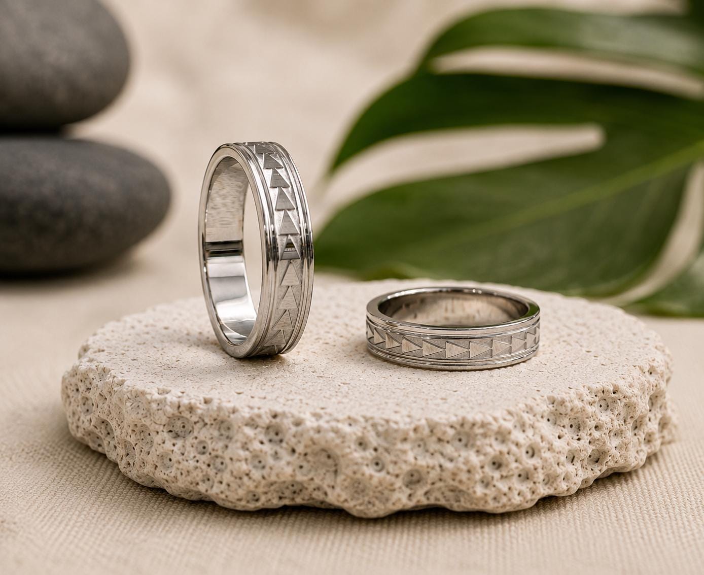 Hawaiian Ring: Unisex Triangle Design • Stainless Steel