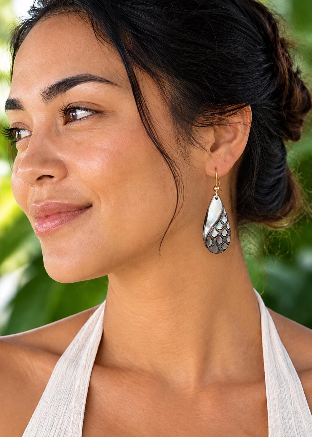 Hand Carved Mother of Pearl Tiare Earrings • Hawaiian Jewelry
