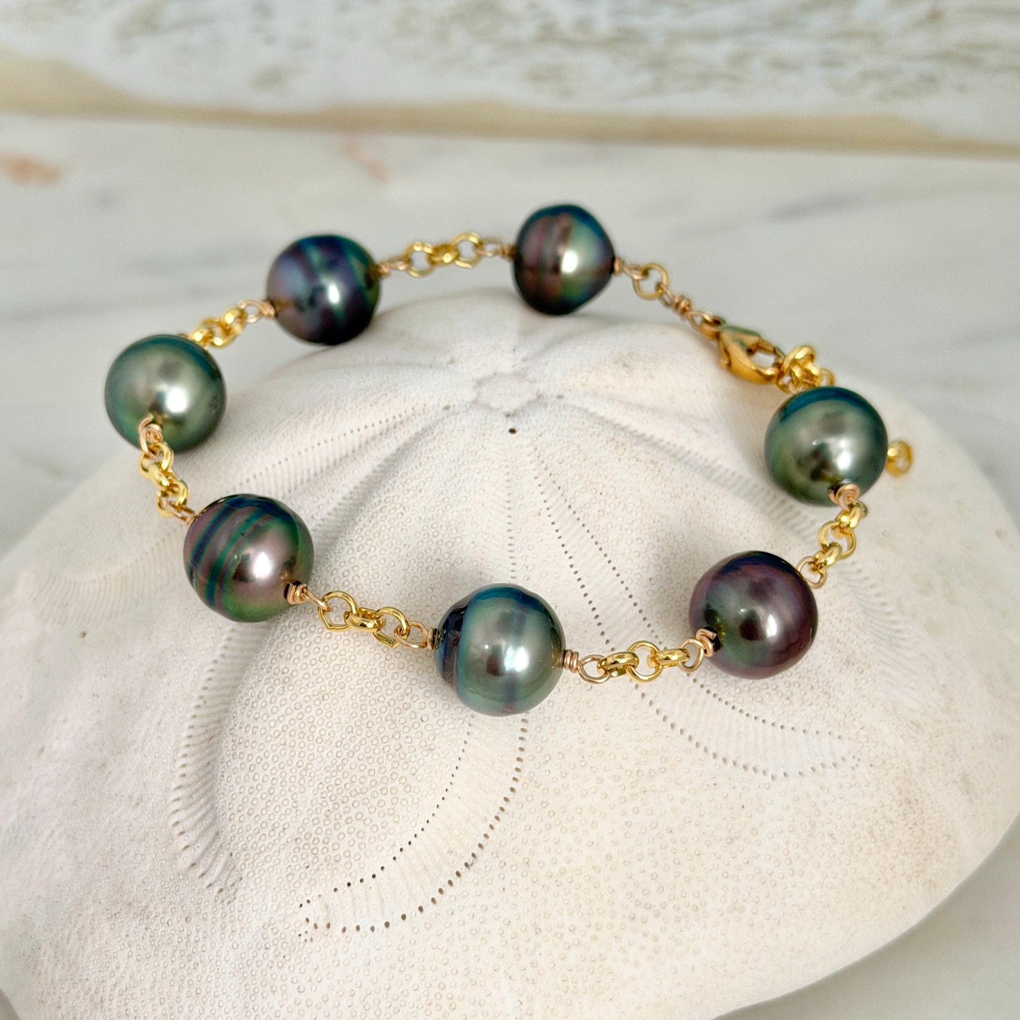 Tahitian Pearl Bracelet • Bold and Luxurious – Gold Filled • Statement Jewelry