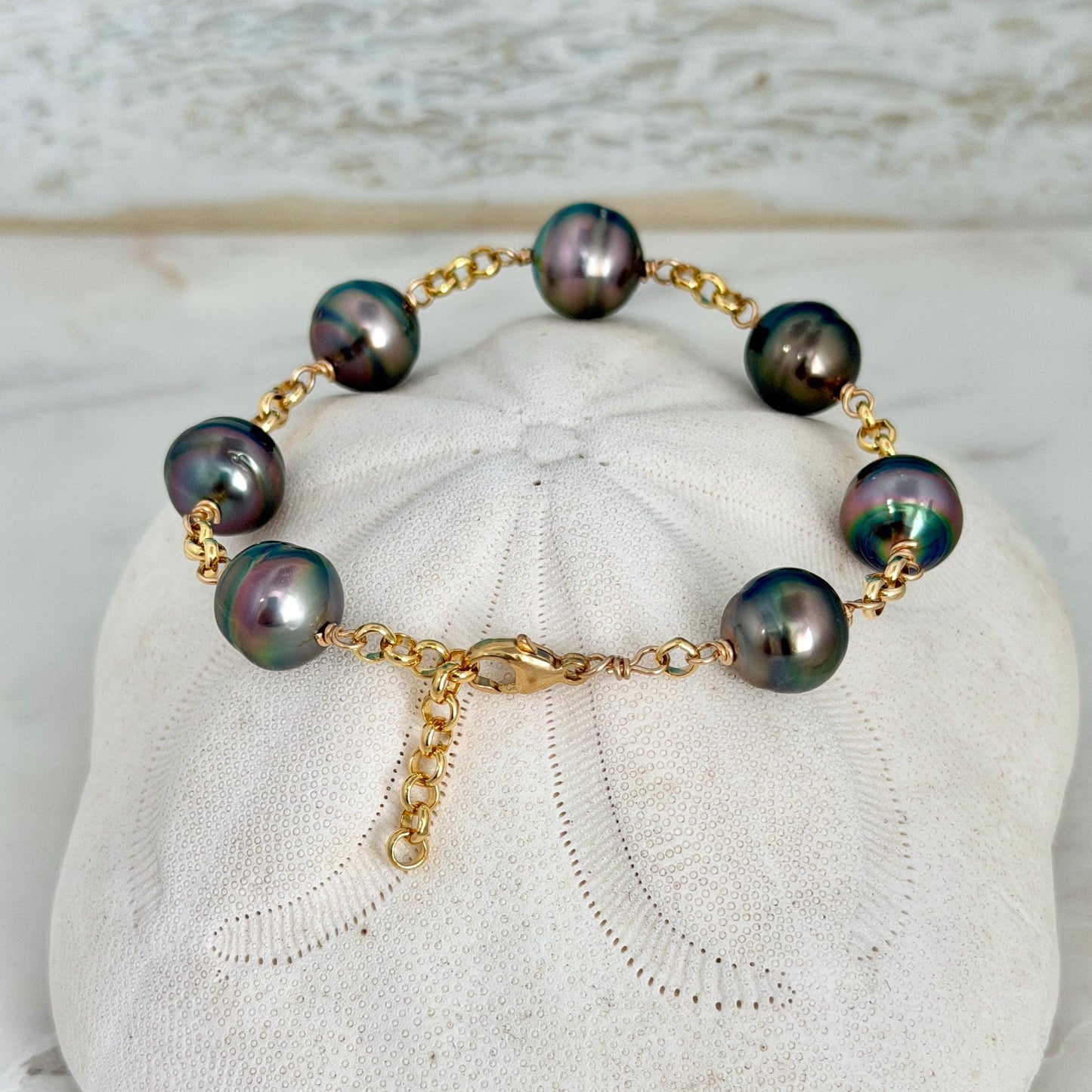 Tahitian Pearl Bracelet • Bold and Luxurious – Gold Filled • Statement Jewelry
