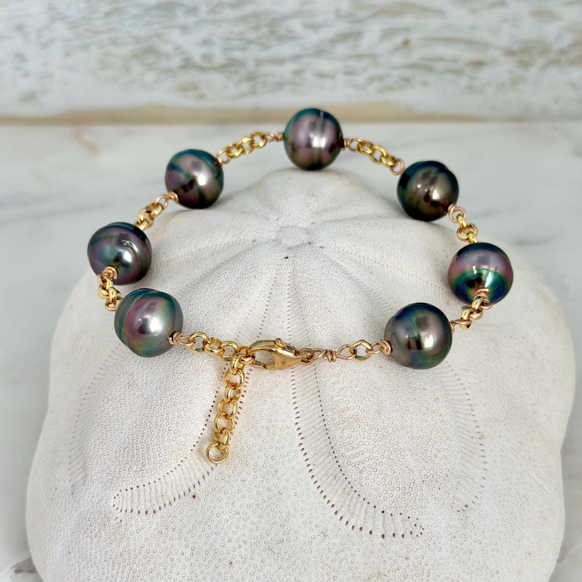 Tahitian Pearl Bracelet • Bold and Luxurious – Gold Filled • Statement Jewelry