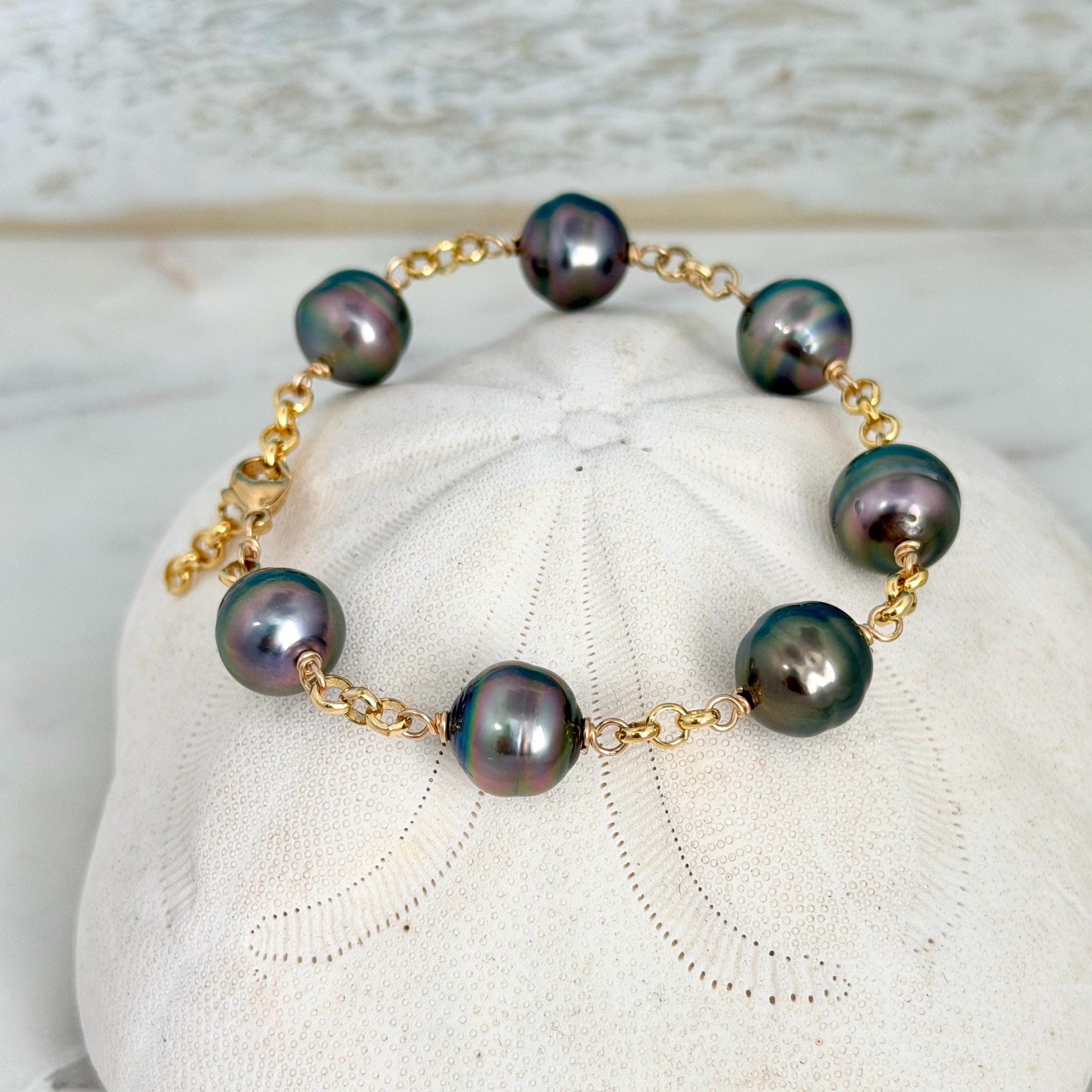 Tahitian Pearl Bracelet • Bold and Luxurious – Gold Filled • Statement Jewelry