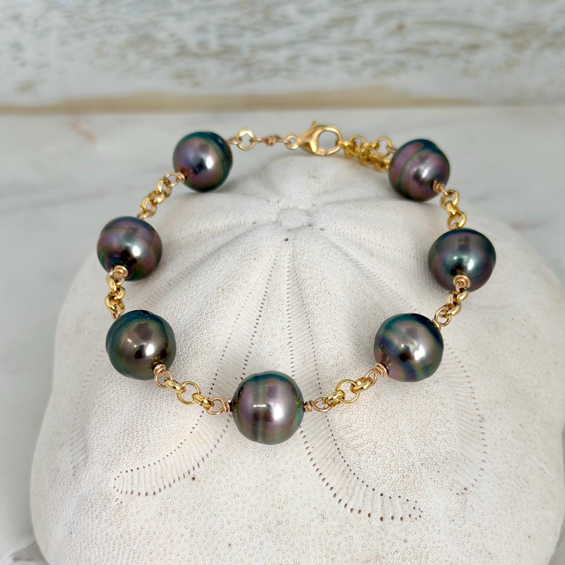 Tahitian Pearl Bracelet • Bold and Luxurious – Gold Filled • Statement Jewelry