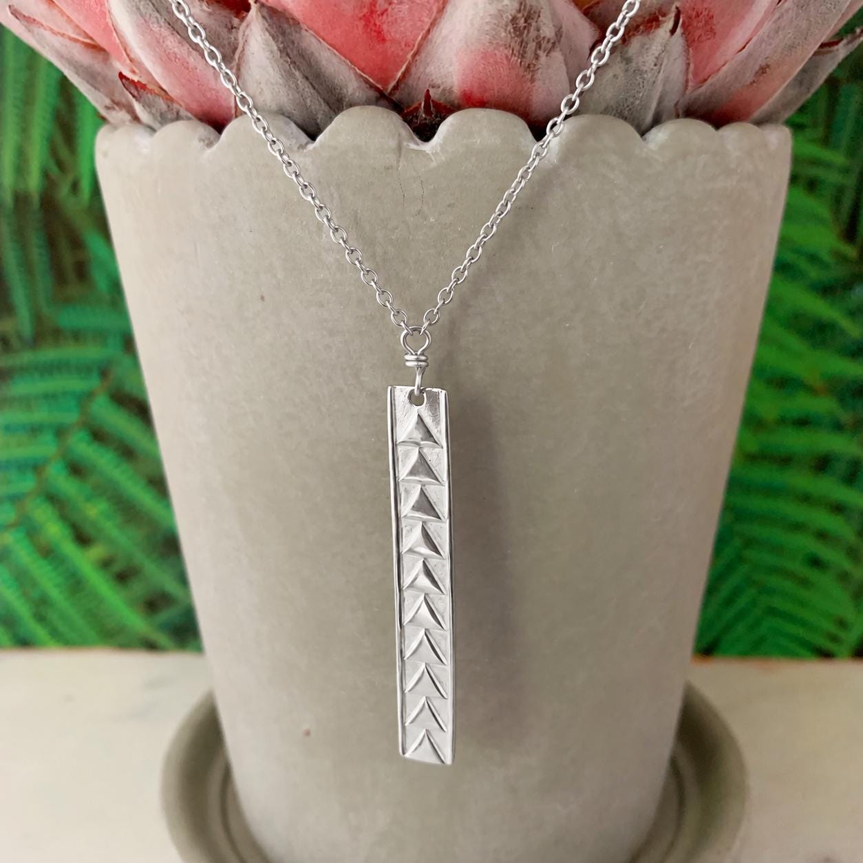 Hawaiian Bar Necklace: Gold Polynesian Triangle Pendant, Minimalist
