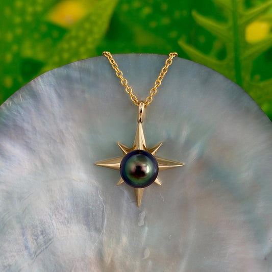 Tahitian Pearl Star Necklace: 14k Gold Vermeil Pendant • Hoku Jewelry
