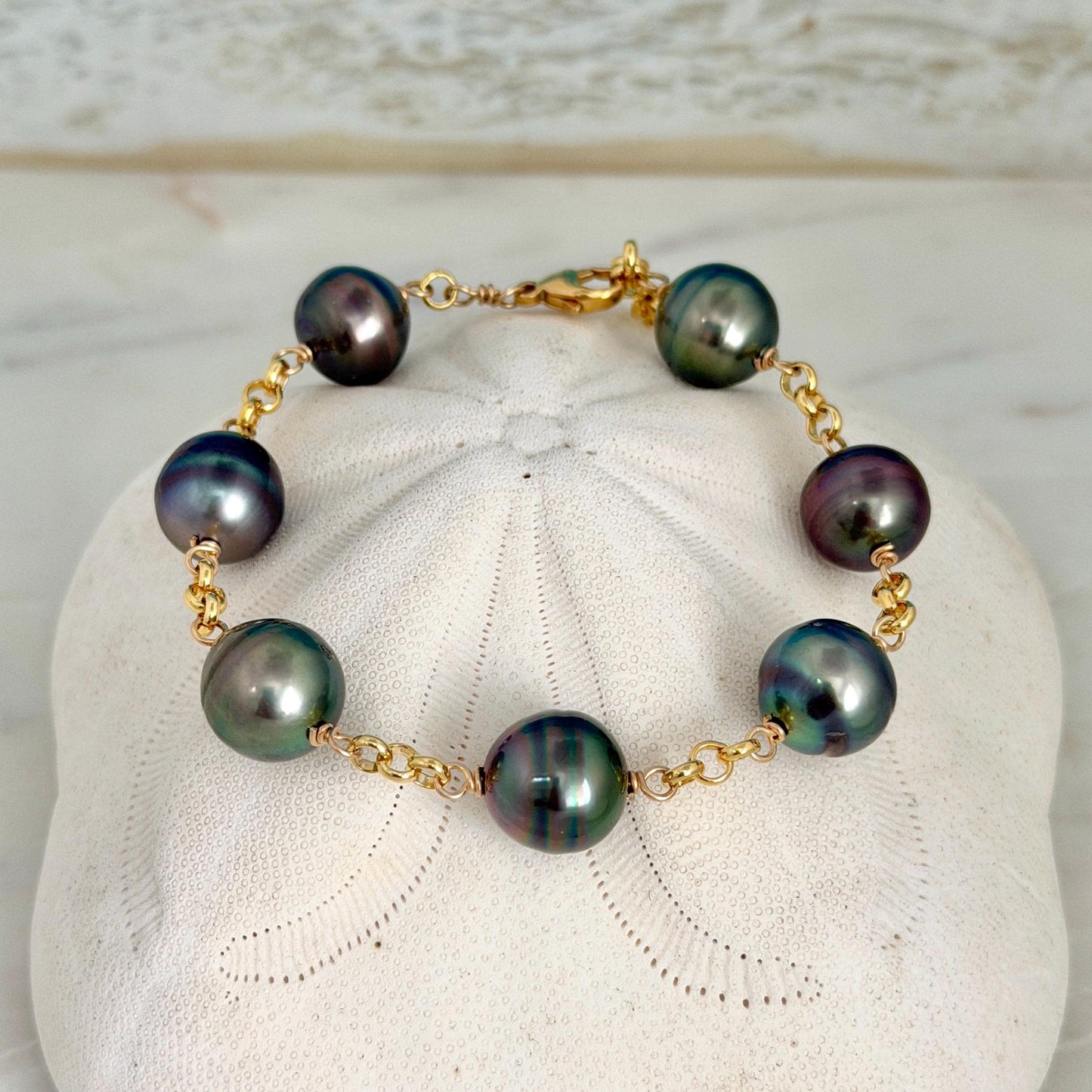 Tahitian Pearl Bracelet • Bold and Luxurious – Gold Filled • Statement Jewelry