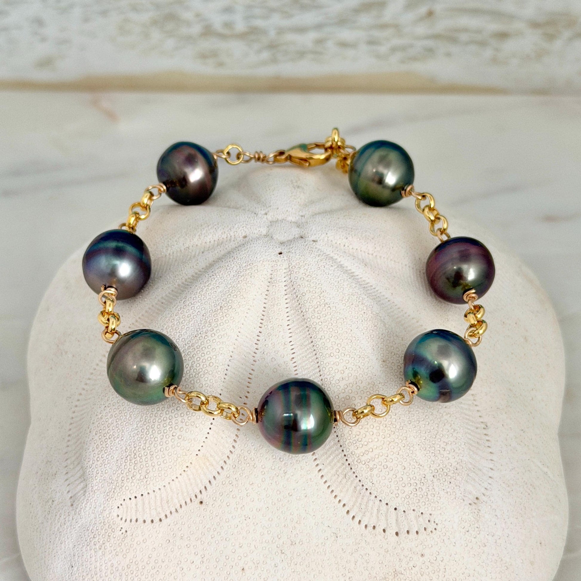 Tahitian Pearl Bracelet • Bold and Luxurious – Gold Filled • Statement Jewelry
