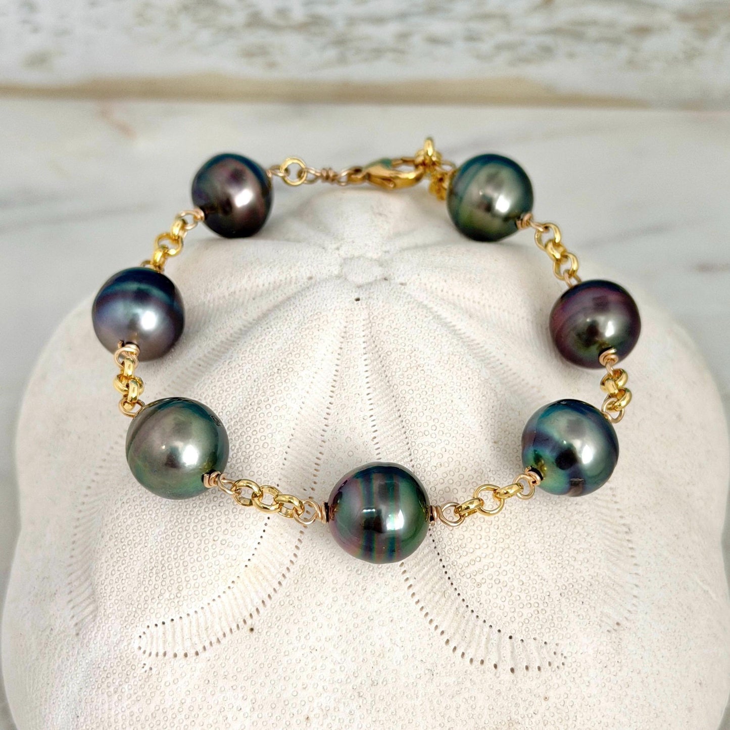 Tahitian Pearl Bracelet • Bold and Luxurious – Gold Filled • Statement Jewelry