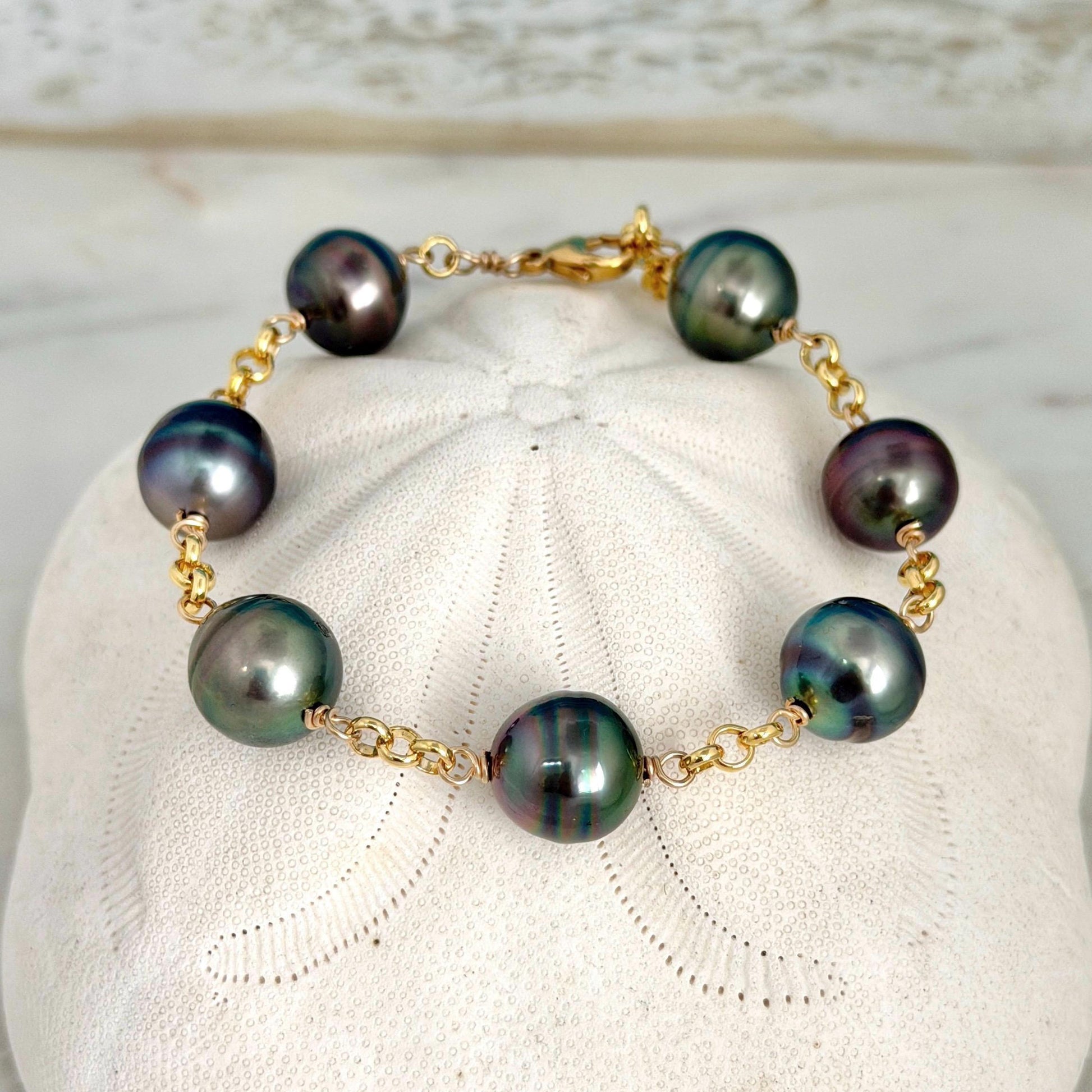 Tahitian Pearl Bracelet • Bold and Luxurious – Gold Filled • Statement Jewelry