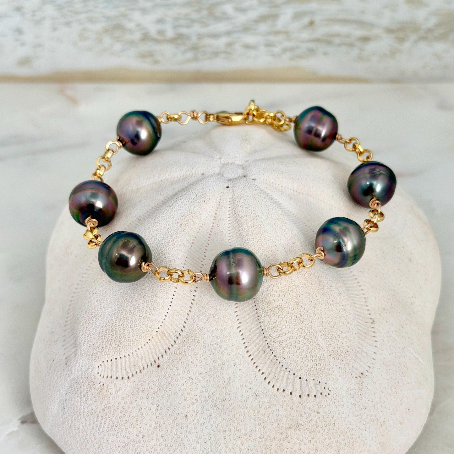Tahitian Pearl Bracelet • Bold and Luxurious – Gold Filled • Statement Jewelry