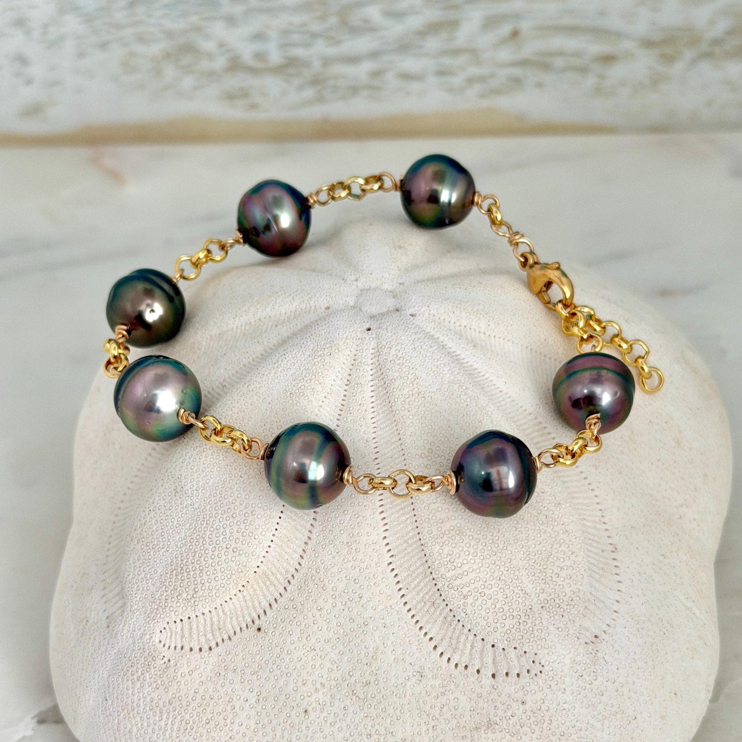 Tahitian Pearl Bracelet • Bold and Luxurious – Gold Filled • Statement Jewelry