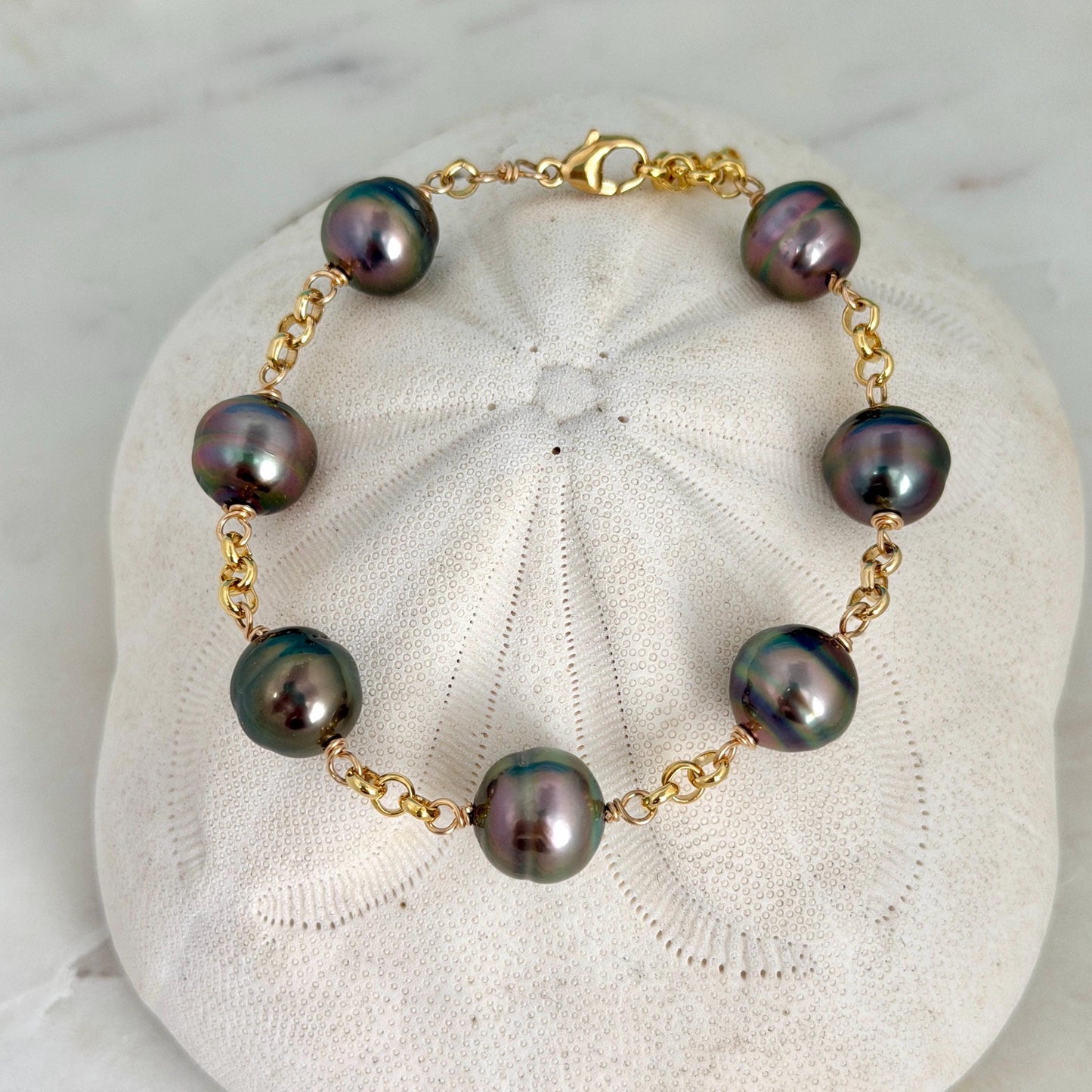 Tahitian Pearl Bracelet • Bold and Luxurious – Gold Filled • Statement Jewelry