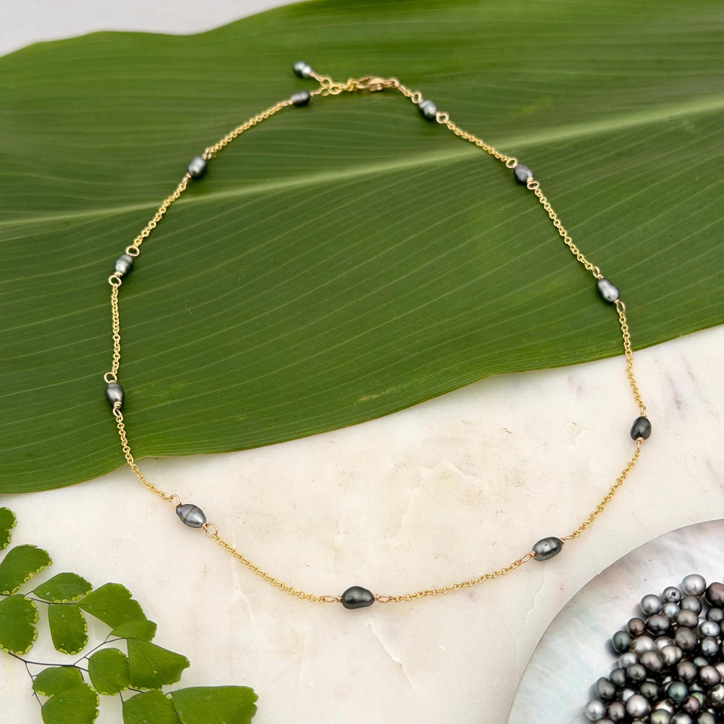 Tahitian Keshi Pearl necklace • Sterling Silver or 14k Gold filled • Choker