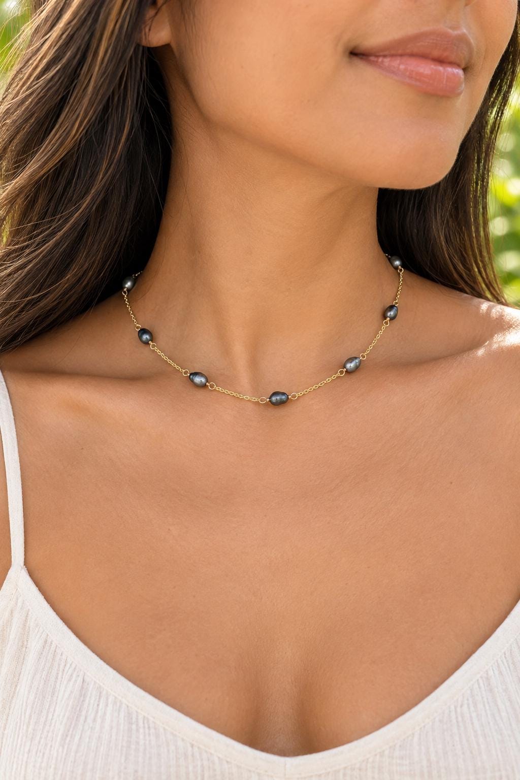 Tahitian Keshi Pearl necklace • Sterling Silver or 14k Gold filled • Choker