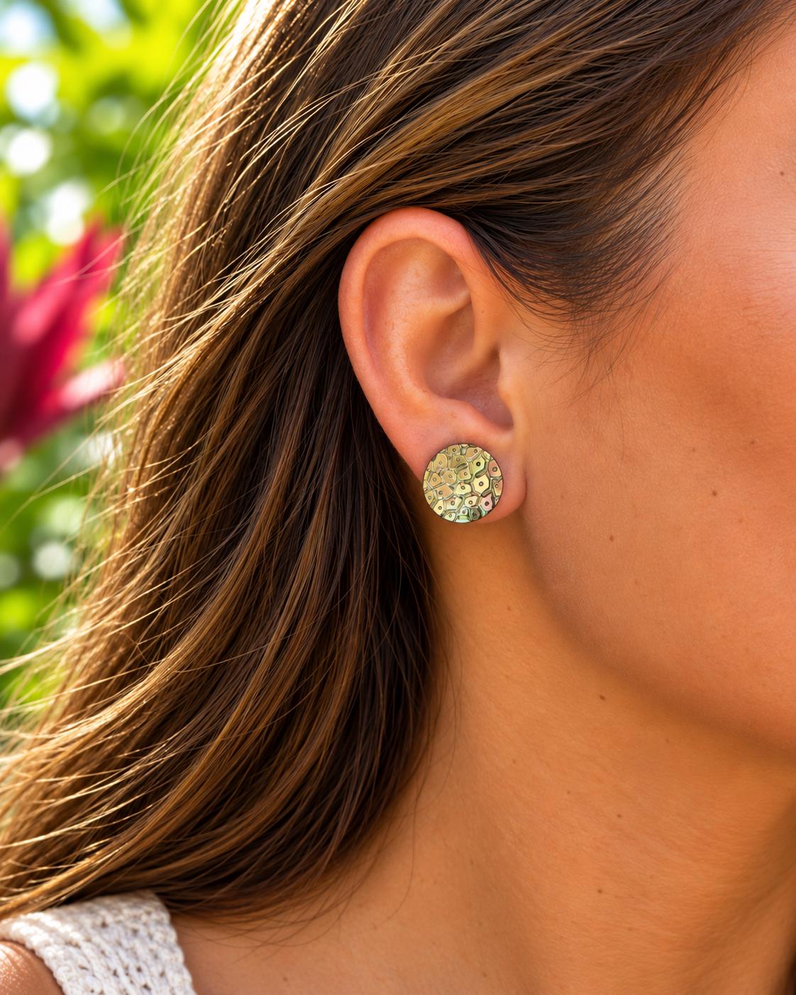 3 in 1 Mother of Pearl Shell earrings • Ulu shape • Tropical Breadfruit