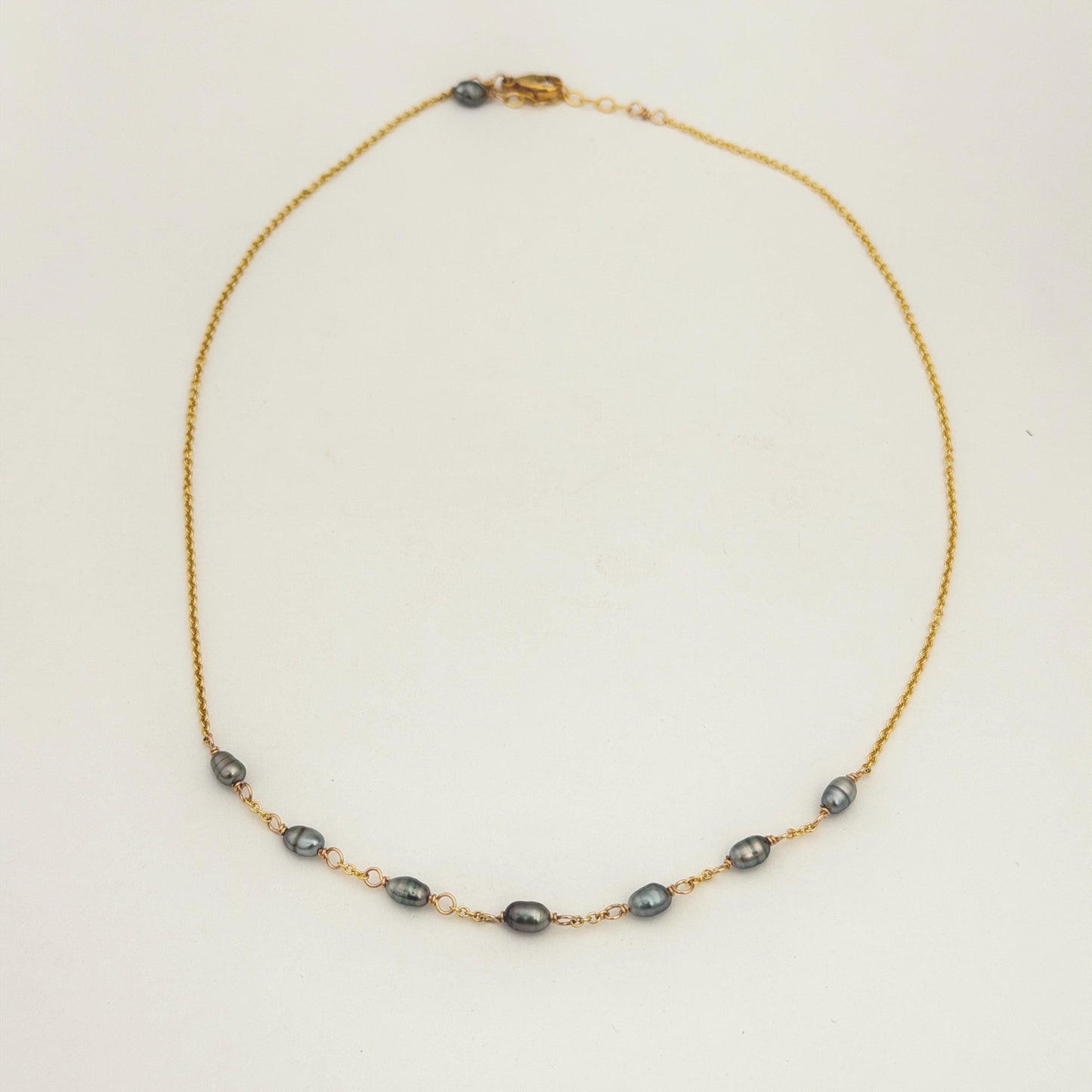 Tahitian Keshi Pearl Necklace: Gold Filled or Sterling Silver • 7 Keshis