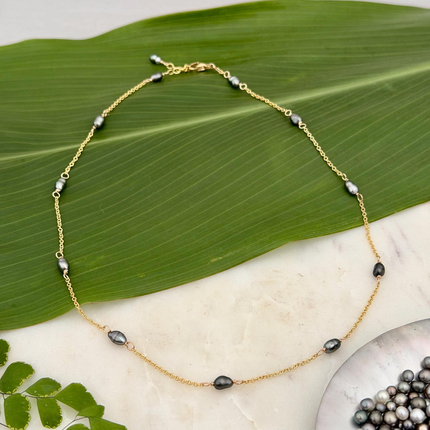 Tahitian Keshi Pearl necklace • Sterling Silver or 14k Gold filled • Choker