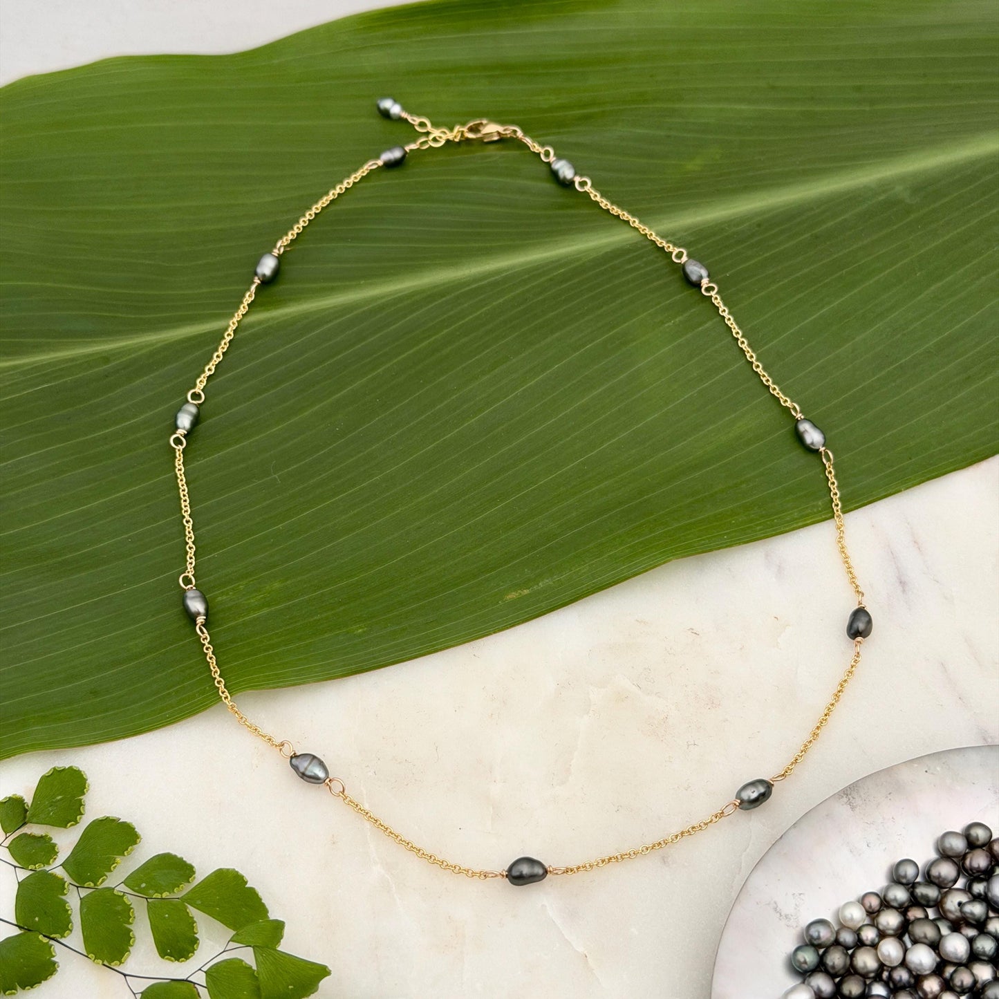 Tahitian Keshi Pearl necklace • Sterling Silver or 14k Gold filled • Choker