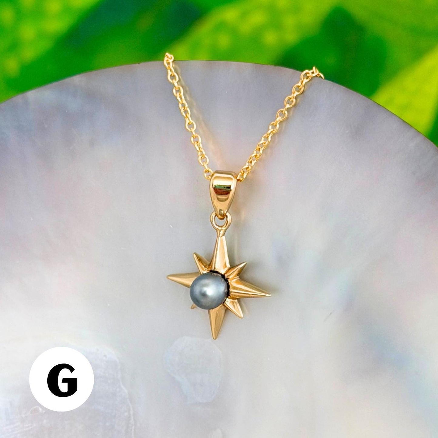 Tahitian Keshi Pearl Star Necklace: 14k Gold Vermeil Pendant • Hawaiian Jewelry • Hoku