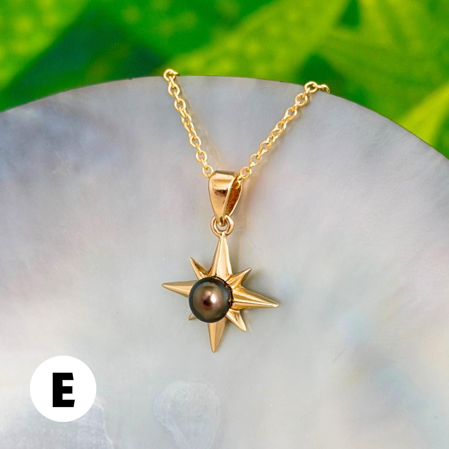 Tahitian Keshi Pearl Star Necklace: 14k Gold Vermeil Pendant • Hawaiian Jewelry • Hoku