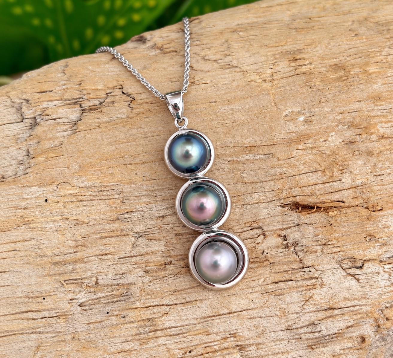 RARE Tahitian Pearl Necklace: 18k Gold plated • Statement pendant