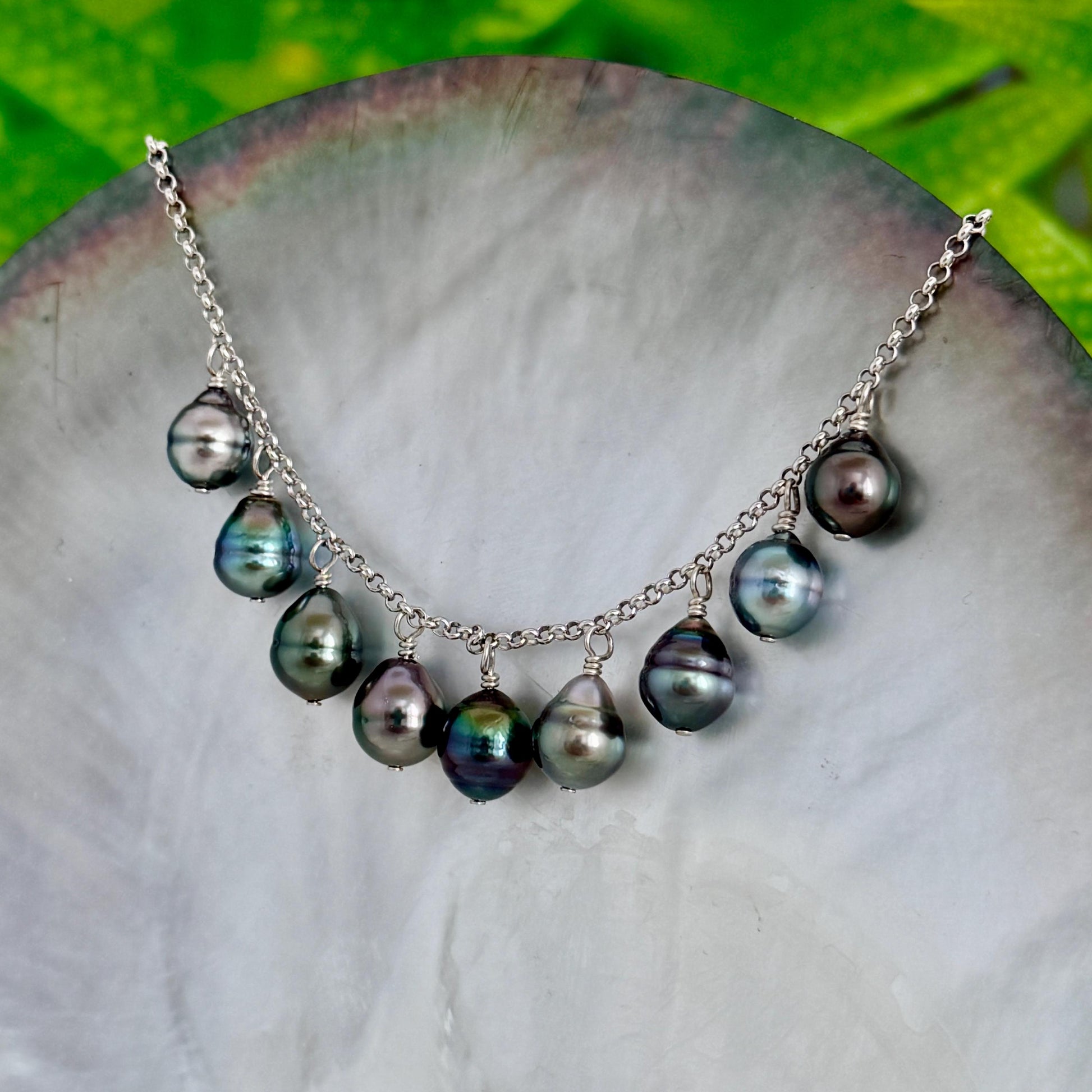 Tahitian Pearl Necklace Charm style – Sterling Silver Chain