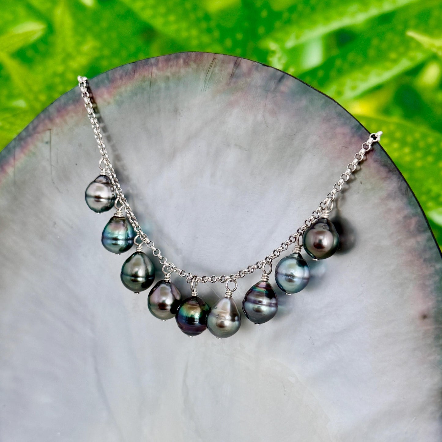 Tahitian Pearl Necklace Charm style – Sterling Silver Chain