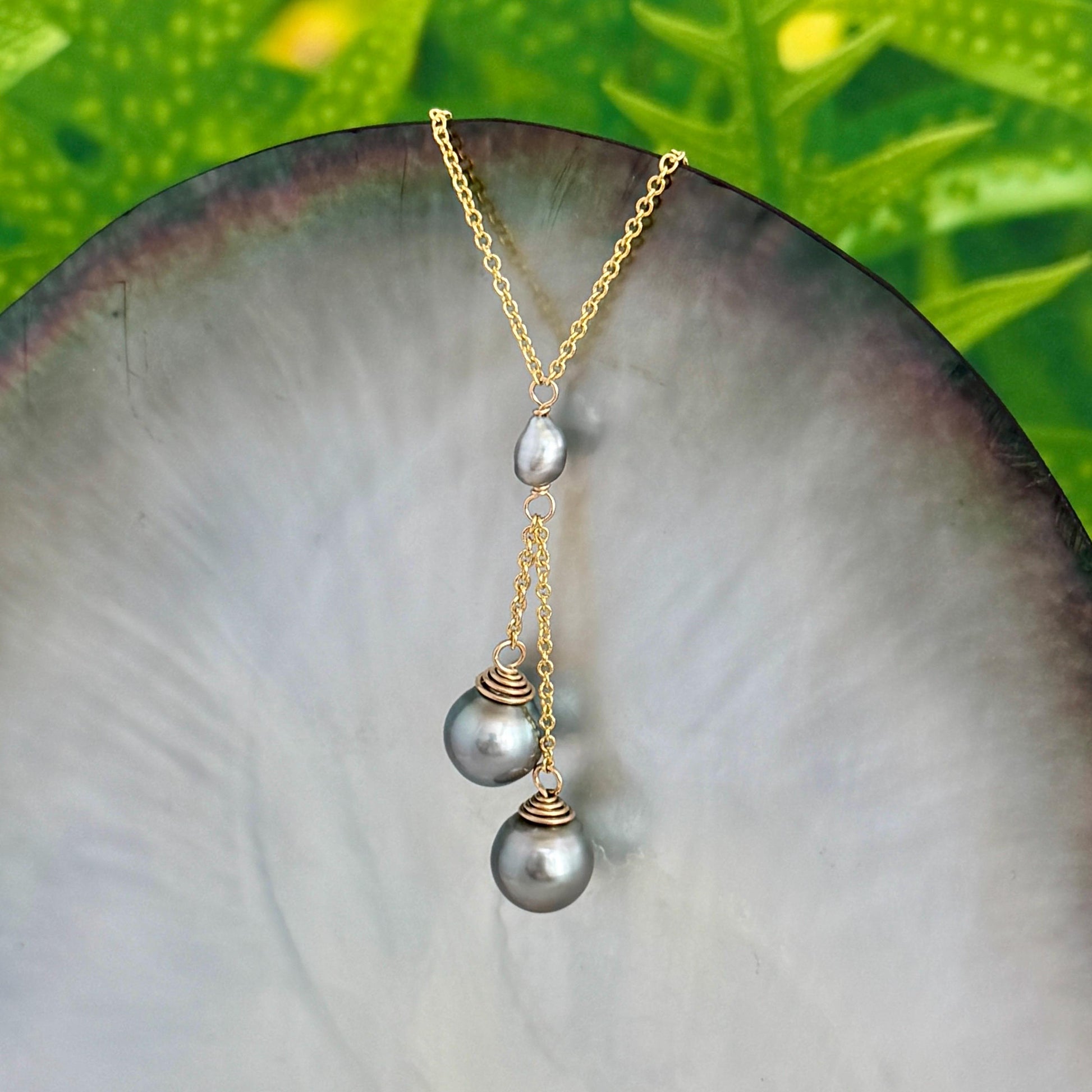 Tahitian Pearl and Keshi Necklace • Gold filled • Peacock Blue Pink Silver • CHOOSE YOUR NECKLACE