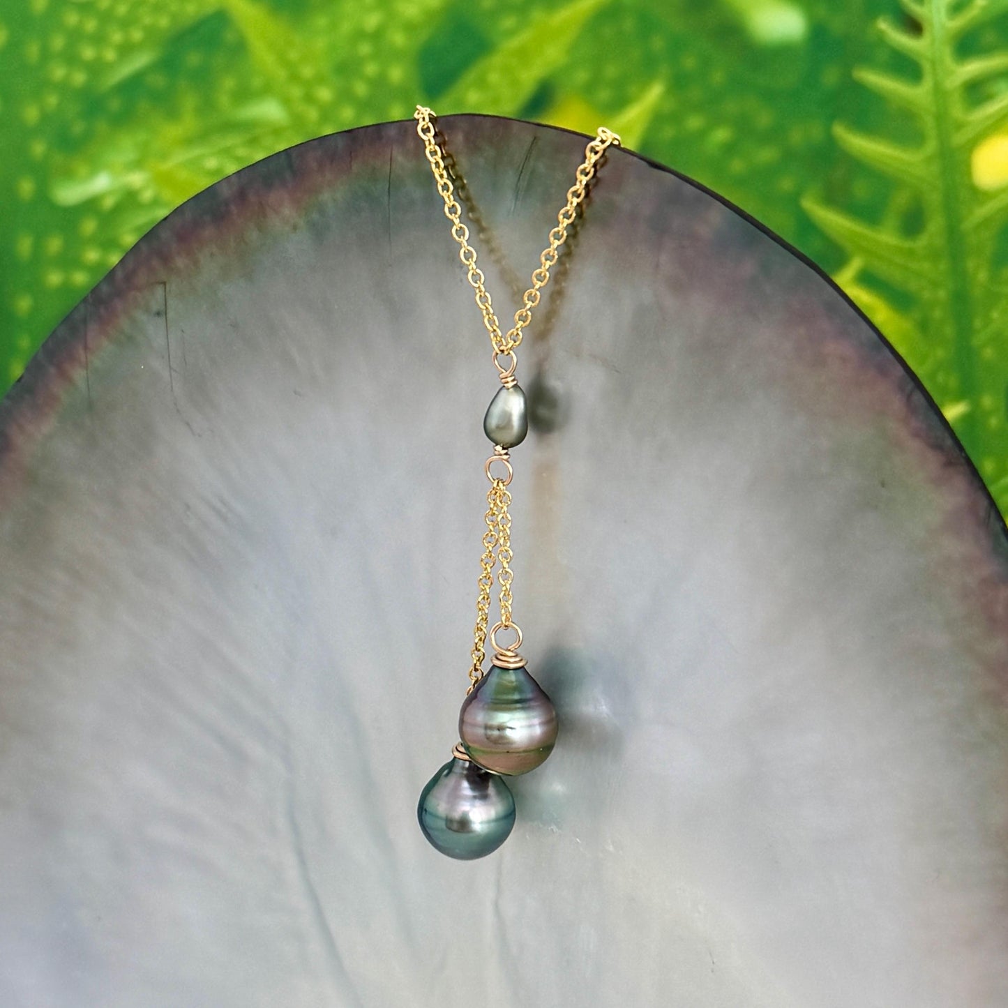 Tahitian Pearl and Keshi Necklace • Gold filled • Peacock Blue Pink Silver • CHOOSE YOUR NECKLACE