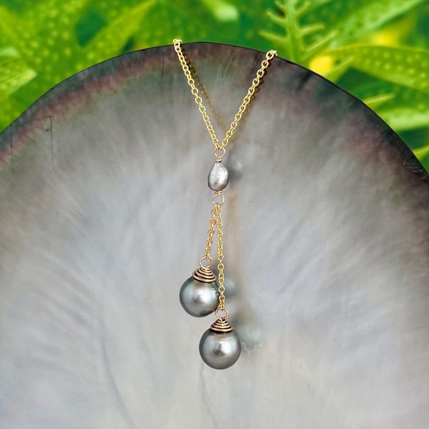 Tahitian Pearl and Keshi Necklace • Gold filled • Peacock Blue Pink Silver • CHOOSE YOUR NECKLACE