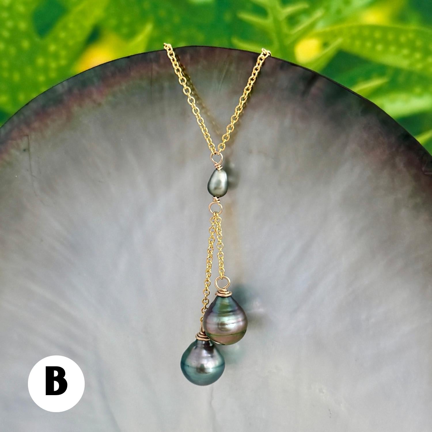 Tahitian Pearl and Keshi Necklace • Gold filled • Peacock Blue Pink Silver • CHOOSE YOUR NECKLACE