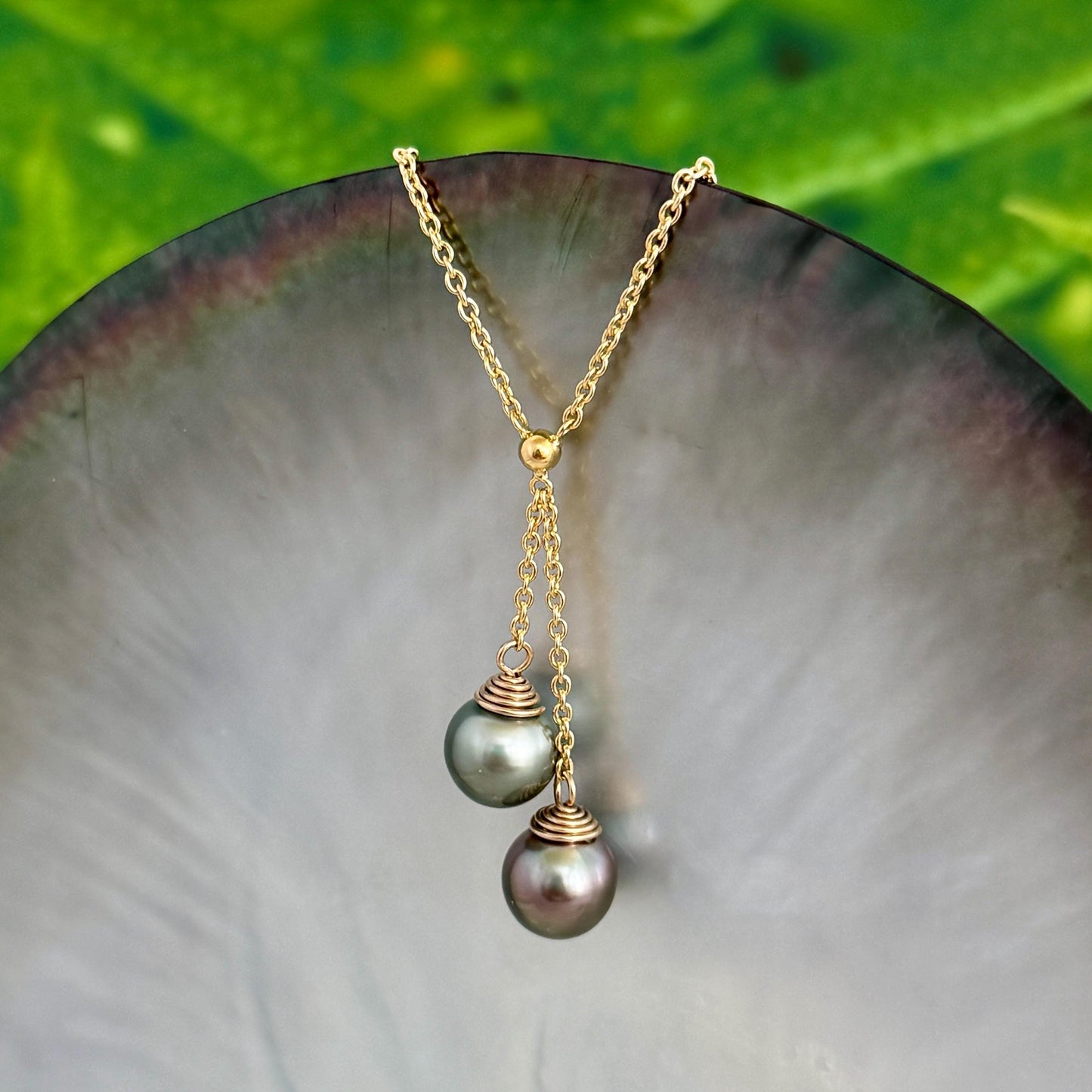 Tahitian Pearl Necklace • Double Drop Lariat Design • CHOOSE YOUR NECKLACE