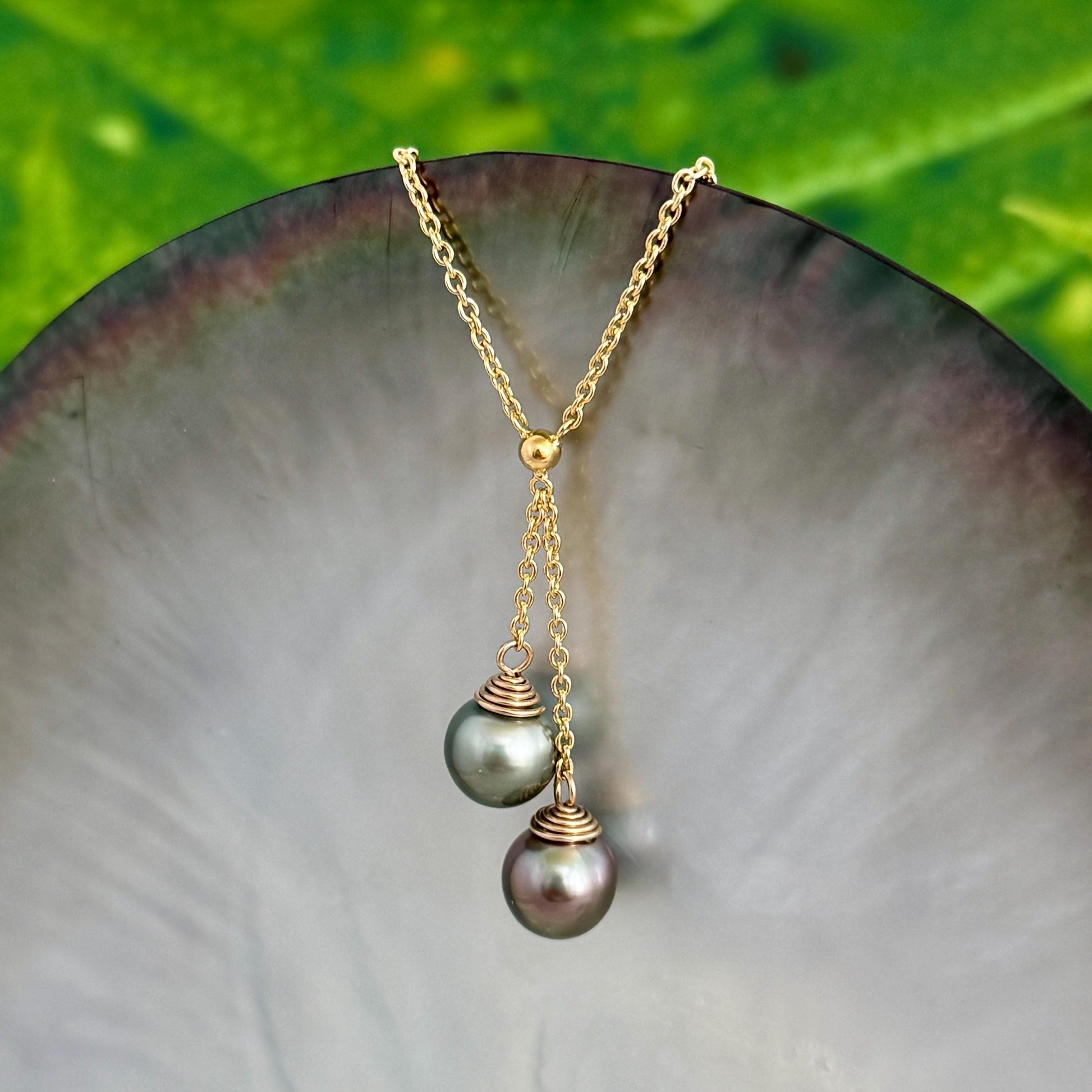 Tahitian Pearl Necklace • Double Drop Lariat Design • CHOOSE YOUR NECKLACE